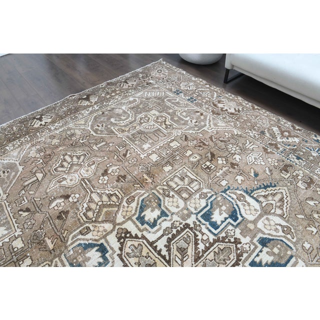 1970s Vintage Persian Handmade Wool Cotton Light Brown Area Rug For Sale - Image 4 of 11