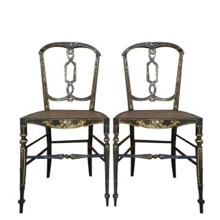 Set of Elizabethan Chairs in Lacquered Black, 1840 For Sale