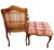 French Provincial Vintage Walnut French Provincial Armchair & Ottoman Set in Rich Plaid Upholstery For Sale - Image 3 of 12