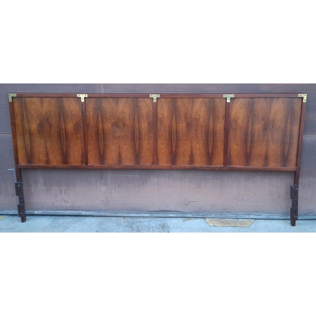 West Michigan Furniture Co. Mid 20th Century West Michigan Furniture Dimension Flamed Bookmatched Walnut King Size Headboard For Sale - Image 4 of 10