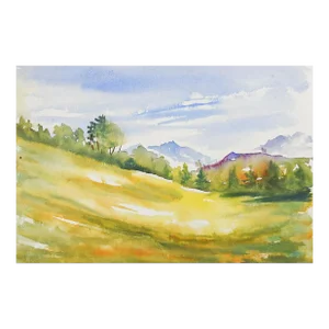 Small Mountain Landscape Watercolor Painting