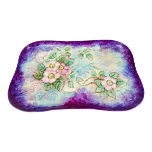 Vintage Limoges France Hand Painted Floral Porcelain Vanity Tray Plate