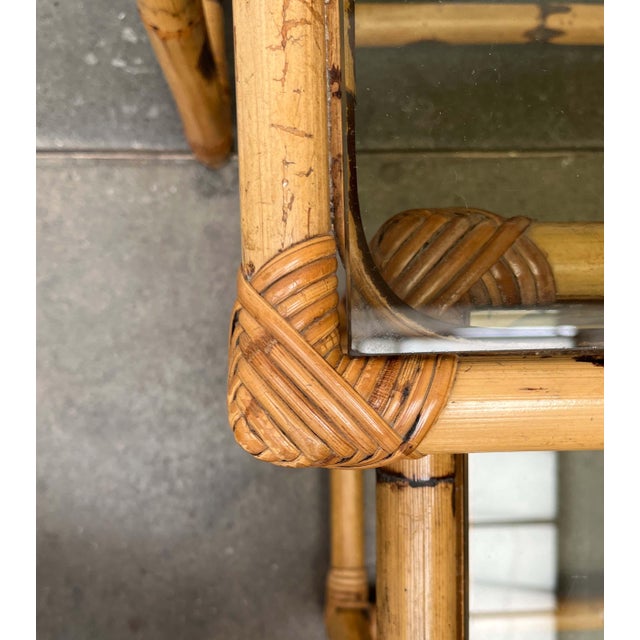 Mid-Century Modern Bamboo and Glass Nesting Tables, 1960s, Set of 3 For Sale - Image 18 of 18