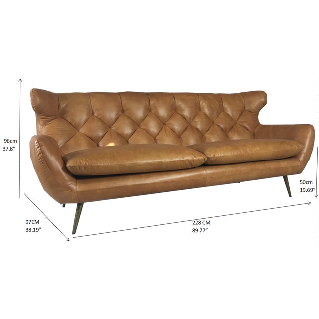 Metal Jhs Wellington Coganc Leather Sofa For Sale - Image 7 of 10