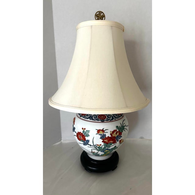 Ceramic Vintage Chinese Porcelain Ginger Jar Lamp by Wildwood For Sale - Image 7 of 8