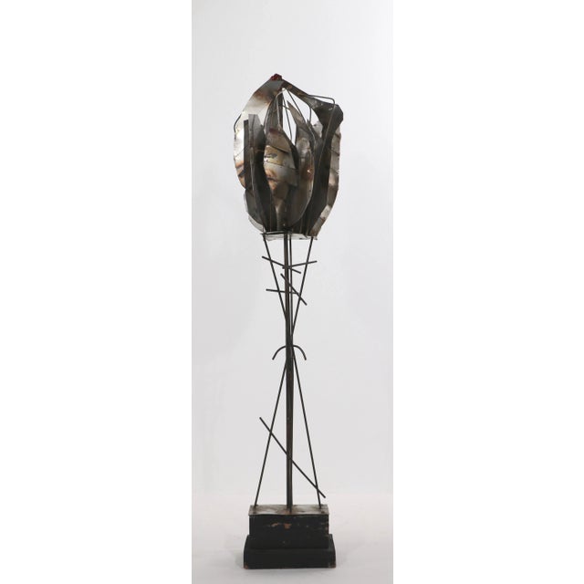 Impressive freestanding Brutalist sculpture in the manner of Jere, Evans, unsigned. The piece has an organic form top (10...