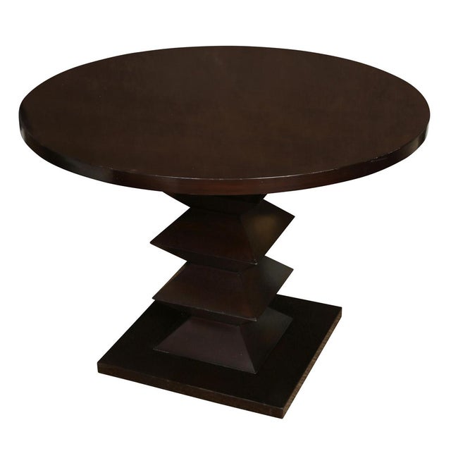 Round Dining Table With Zig Zag Pedestal Base Chairish
