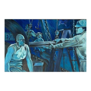 Late 20th Century Overscale Wpa Style Painting by Chicago Artist Amelia Helper For Sale