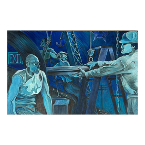 Late 20th Century Overscale Wpa Style Painting by Chicago Artist Amelia Helper