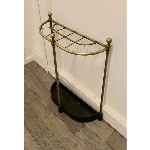 Curved Brass & Iron Umbrella Stand, 1880s For Sale - Image 4 of 8
