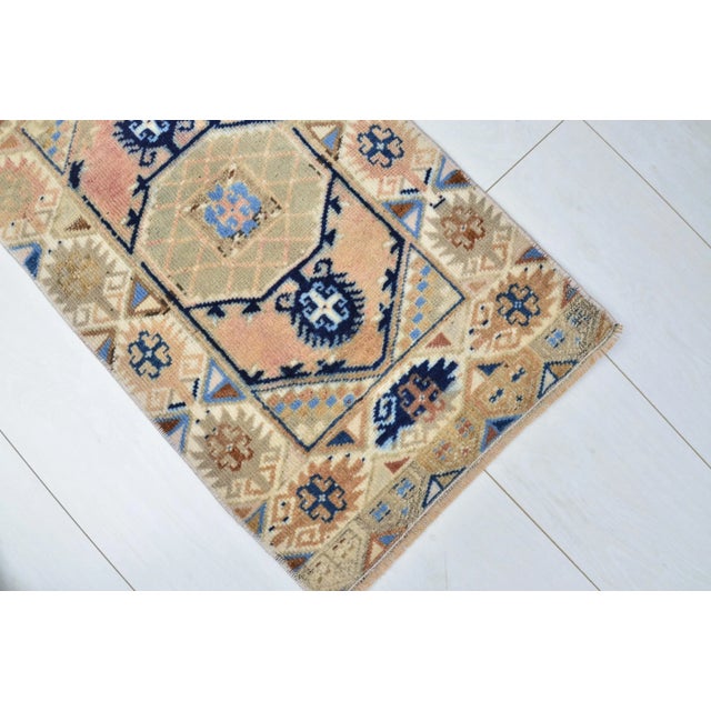 1960s Turkish Pastel Multicolored Oushak Door Mat For Sale - Image 4 of 6