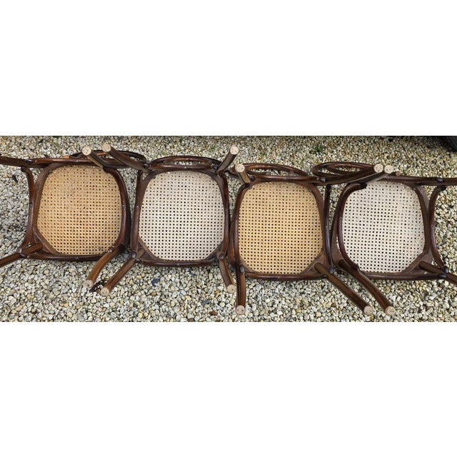 Bentwood Bistro Chairs with Cane Seats attributed to Michael Thonet for Thonet, 1950s, Set of 4 For Sale - Image 6 of 9