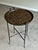 Elegant round tray-top accent table featuring a dark bronze-tone faux bamboo metal base and removable gallery tray top...