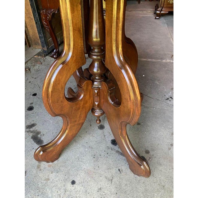 Wood Antique Victorian Eastlake Style Walnut Oval Parlor Center Table For Sale - Image 7 of 8