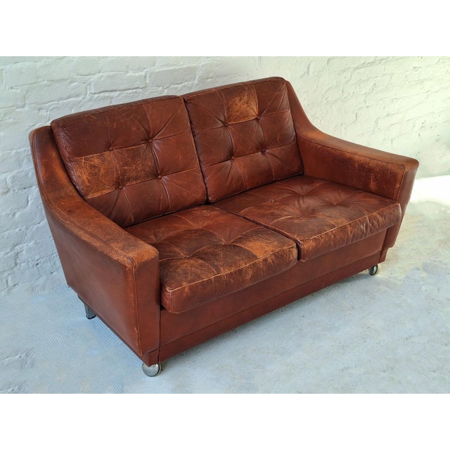 Animal Skin Mid-Century Patchwork Tufted Leather Sofa, 1960s For Sale - Image 7 of 7