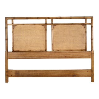 Drexel Captiva Mid-Century Rattan Queen Size Headbaord For Sale