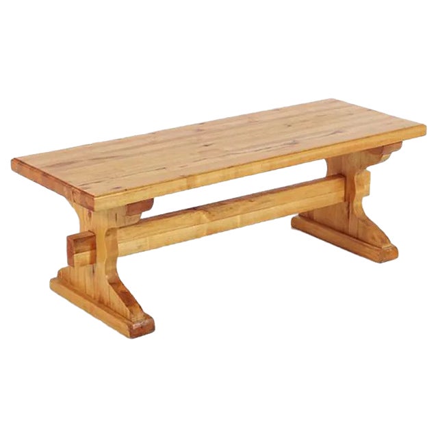 Small Solid Pine Bench Coffee Table, 1980s, Sweden For Sale