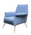 Metal Light Blue Fabric Armchair with Brass Feet, Italy, 1960s For Sale - Image 7 of 7