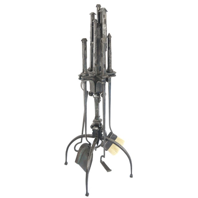 Unique metal forged sculptural Fireplace tools set "San Gimignano". Inspired by the beauty and authenticity of Italian...