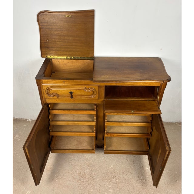 French Provincial Oak Server Cabinet With Sliding Shelves, Early 20th Century For Sale - Image 9 of 15