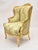 Pair French gilt arm chairs with hand woven fabric Quality pair of French fauteuils recently upholstered with applied gold...