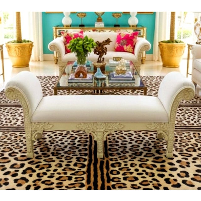 Vintage Italian Baroque Style Heavily Carved Floral Scrolled Arm Hall Benches- A Pair For Sale - Image 14 of 15