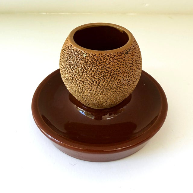 English Antique English Match Striker / Match Holder – Brown Glazed Stoneware – Early 20th Century For Sale - Image 3 of 5