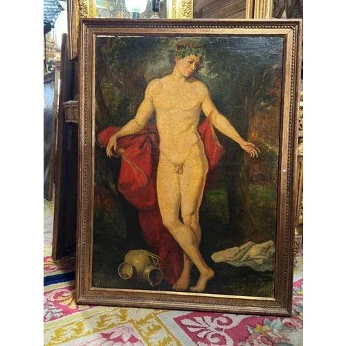 Pair of Large Mythological Canvases: Bacchus and Diana, European School France ), 19th Century This set consists of two...