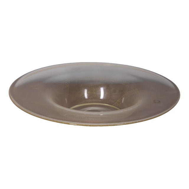 Vintage Murano Glass Decorative Plate with Gold Leaf by V. Nason & C., 1980s For Sale