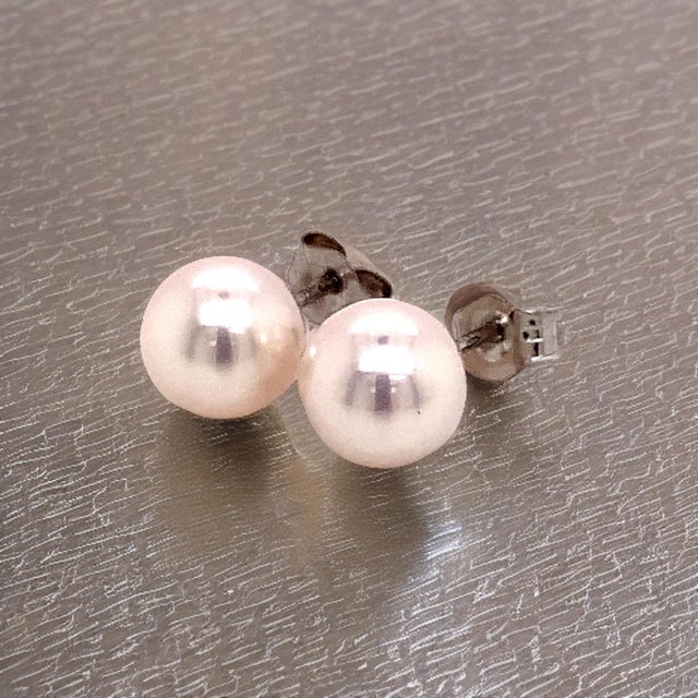 Akoya Pearl Earrings 14k White Gold Certified For Sale In New York - Image 6 of 18