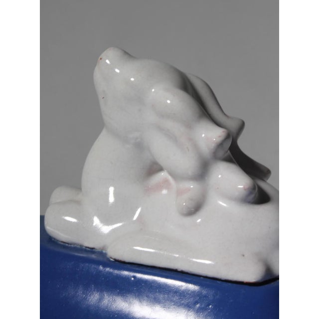 Art Deco White Deer Ceramic Bowl by Gabriel Burmeister for Gabriel Keramik, Sweden, 1930s For Sale - Image 6 of 7