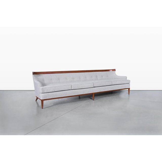 Mid-Century Modern Mid-Century Modern Curved Walnut Sofa by Erwin Lambeth and Tomlinson, 1950s For Sale - Image 3 of 14