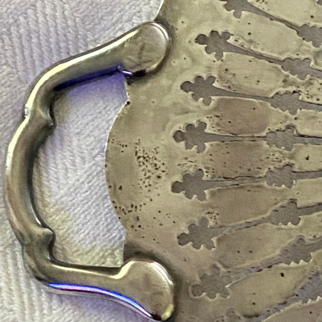 Antique Silver-Plated Pierced Handled Tray Victorian Era For Sale - Image 12 of 16