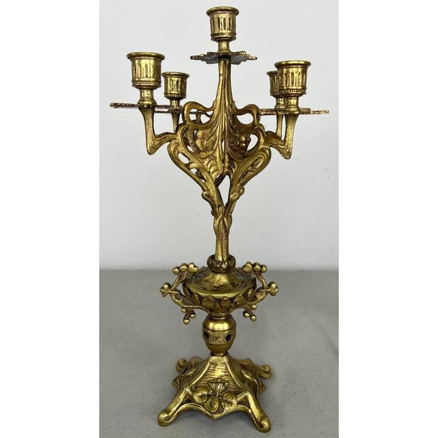 Vintage French Ornate 5-Arm Candelabras, Set of 2 For Sale - Image 3 of 14