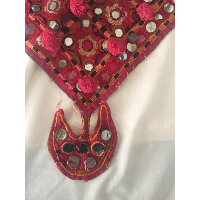 Textile Indian Embroidered Mirrored Shell Tassel Camel Mask For Sale - Image 7 of 8