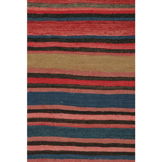 Tribal 1950s Vintage Bidjar Persian Kilim in Red With Multicolor Stripes, From Rug & Kilim - 4'8''x6' For Sale - Image 3 of 7