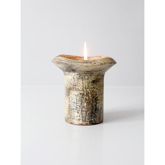 Rustic Vintage Handmade Studio Pottery Candle For Sale - Image 3 of 17