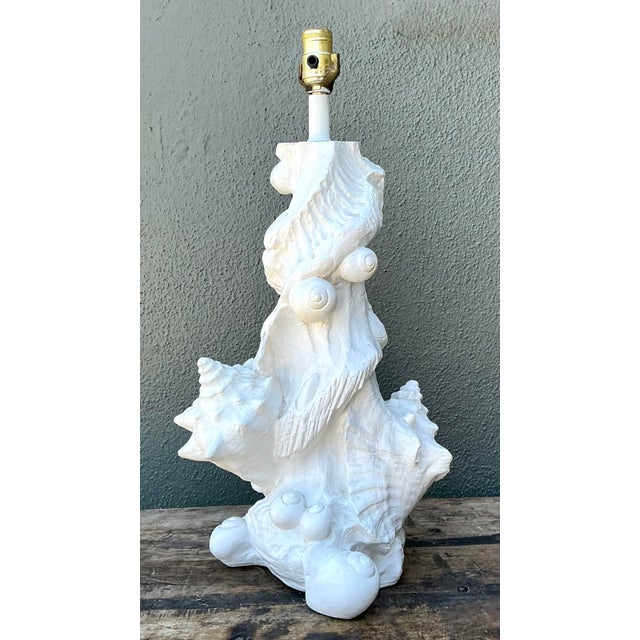 Late 20th Century Vintage Sirmos Plaster Shell Lamp For Sale - Image 5 of 12