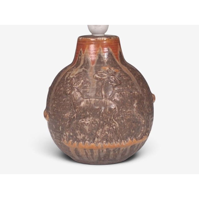 Ceramic 1960s Mid Century Modern Michael Andersen & Son, Table Lamp, Brown Stoneware For Sale - Image 7 of 12