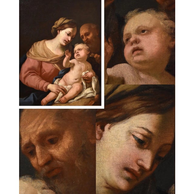 Circle of Domenico Piola, Holy Family, 1660, Oil on Canvas, Framed For Sale - Image 13 of 15