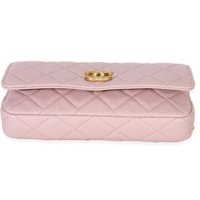 2020s Light Pink Quilted Caviar Sweetheart Phone Holder With Chain Handbag For Sale - Image 5 of 8