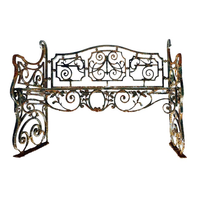 Antique Wrought Iron Garden Bench For Sale