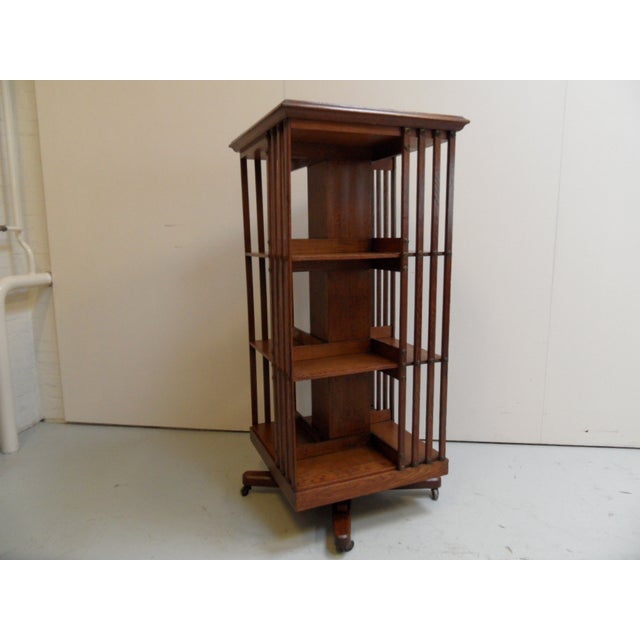 Antique Oak Revolving Bookcase, 1890s For Sale - Image 8 of 10