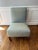 Late 20th Century Pair of Barbara Barry for Baker Celadon Silk, Scroll Back Slipper Chairs For Sale - Image 5 of 12