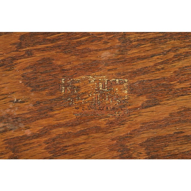 Brown Lifetime Furniture Antique Mission Oak Arts & Crafts Desk or Library Table, Circa 1910 For Sale - Image 8 of 17