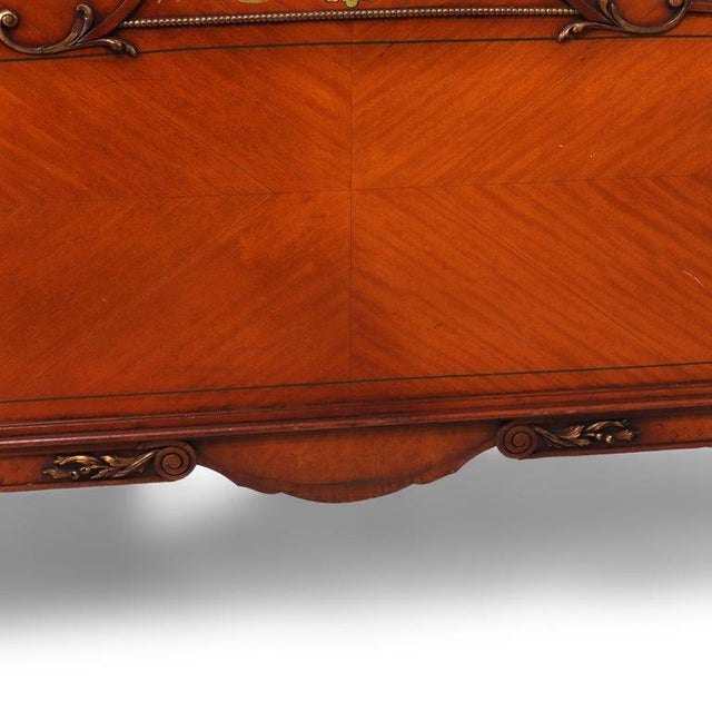 Antique Neoclassical Satinwood Double Bed With Hand Painted Swags C1930 For Sale - Image 10 of 15