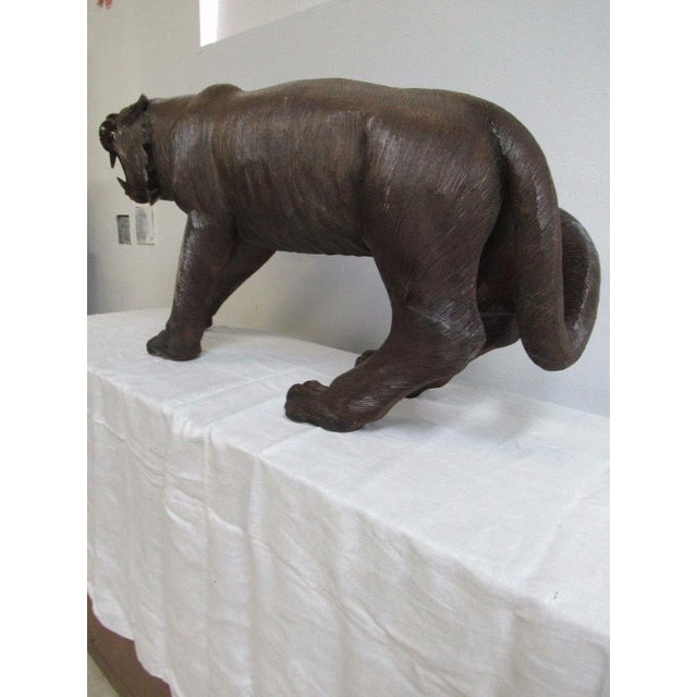 Modern Mahogany Carved Panther Statue Sculpture For Sale - Image 3 of 11