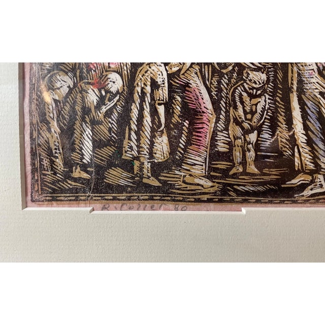 Black Vintage Religious Original Ruth Collet Woodblock Linocut Figural Pop Art Print For Sale - Image 8 of 12