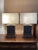 Wood Vintage Chinoiserie Teal Floral & Gilt Architectural Table Lamps - a Pair For Sale - Image 7 of 12