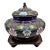 1990s Large Cloisonné Lidded Bowl / Jar With Wood Stand Foo Dog Finial For Sale